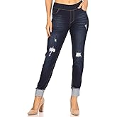 Women's Stretch Pull-On Jeans Skinny Ripped Distressed Denim Jeggings Regular-Plus Size