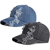 Vintage Washed Denim Distressed Dad Hats Adjustable Baseball Caps for Men Women