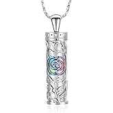 zeqingjw Flower Cylinder Urn Necklace for Ashes Cremation Jewelry Stainless Steel Pendant Funeral Keepsake Loved Ones Memorial Gift for Women Men
