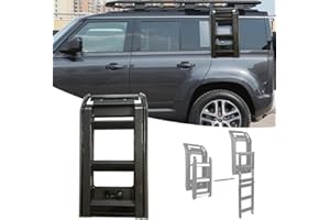 AITONOBLE Side Roof Rack Access Ladder Liftable Fits for Land Rover Defender 90 L663 2020-2024 Black (Eiger Grey)