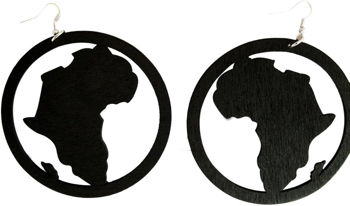 Amazon Com Wooden Africa Map Earrings Natural Hair African