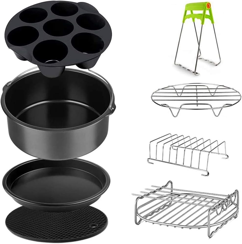 7 Inch Air Fryer Accessories Set of 8 Compatible with 3.2QT - 6.8QT Air Fryers Dishwasher Safe BPA Free (7 inch, 8pcs)