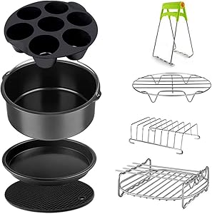 7 Inch Air Fryer Accessories Set of 8 Compatible with 3.2QT - 6.8QT Air Fryers Dishwasher Safe BPA Free (7 inch, 8pcs)