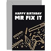 Old English Co. Funny Birthday Card for Men - Mr Fix It Handyman DIY Birthday Card for Dad, Brother, Grandad, Son, Uncle | Blank Inside with Envelope