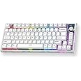 FANTECH MAXFIT81 Mechanical Keyboard PBT Keycaps RGB 75% Gaming Keyboard with Customizable OLED Display & Knob, Hot Swappable Modular Sound Proofing Base, Gateron Yellow Switch, White