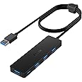 Aceele USB Hub 3.0 Splitter with 4ft Extension Long Cable Cord, 4-Port Extra Slim Multiport Expander for Desktop Computer PC,