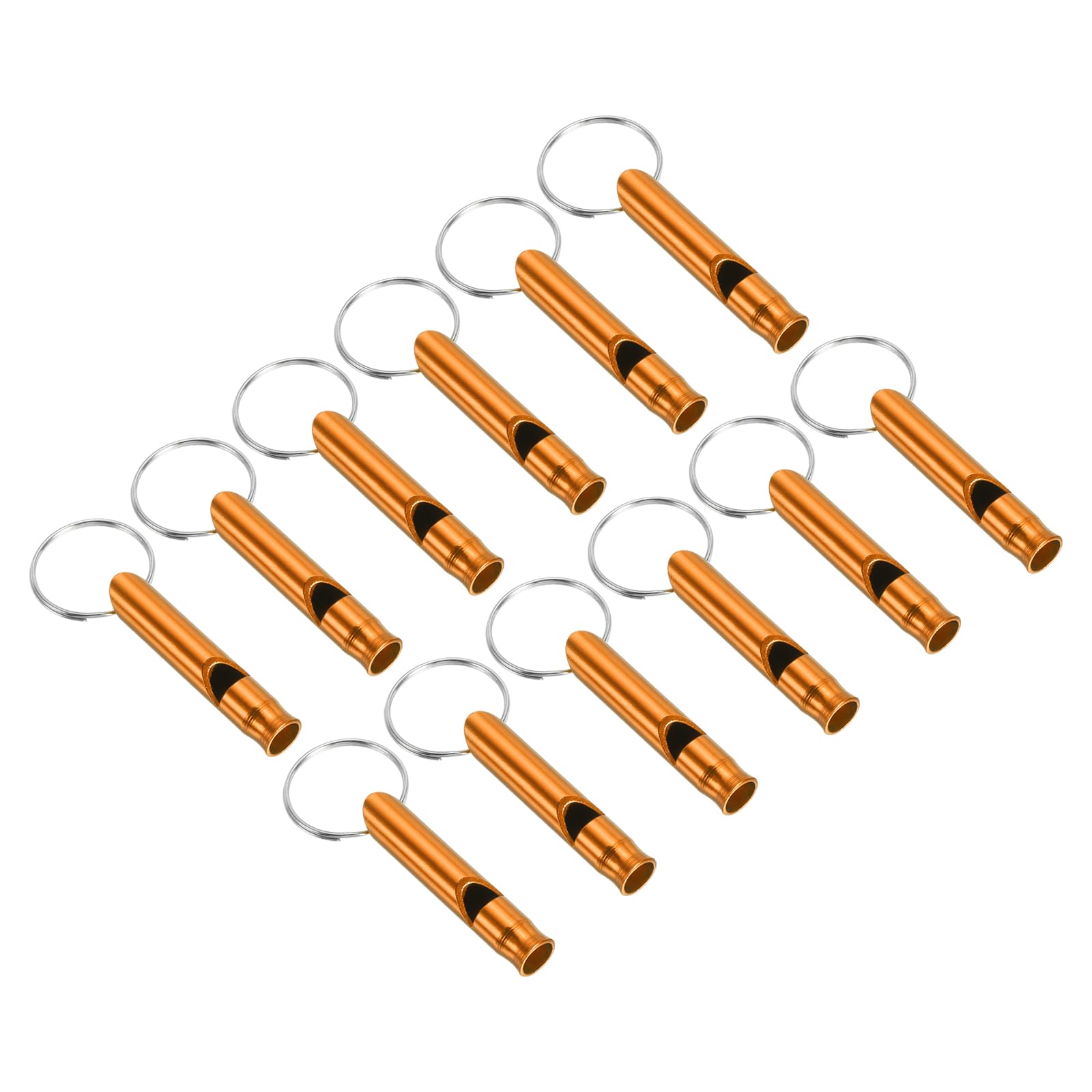 PATIKIL Emergency Whistle, 12 Pack Loud Sound Aluminum Keychain Whistles Outdoor Safety Survival Whistle for Boating Camping Hiking, Gold