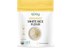 Quay Naturals Organic White Rice Flour, 2 lb, Finely Milled for Baking & Cooking - Gluten Free, Non GMO