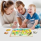 Funsland Wooden Animal Peg Puzzles for Toddlers Montessori Learning view 8