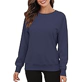 Smile Fish Women's Crewneck Long Raglan Sleeve Sweatshirt Loose Fit Relaxed Pullover Fleece Lined Casual Warm Tops