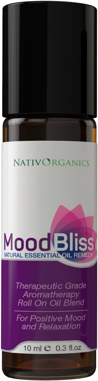 Roll On Essential Oils for Anxiety Aromatherapy Grade - Essential Oils for Stress and Anxiety Relief - Easy Use Essential Oils Roll on with Lavender and Calming Essentail Oils - MoodBliss