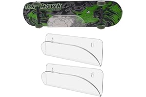 BiJun Skateboard Wall Mount Display Rack Skateboard Hanger Wall Mount Deck Clear Display and Storage Longboard Deck Horizontal Display Stand