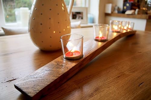 Oak Scotch Whisky Barrel Stave With Clear Glass Tealight Votive Candle Holders Amazon De Handmade