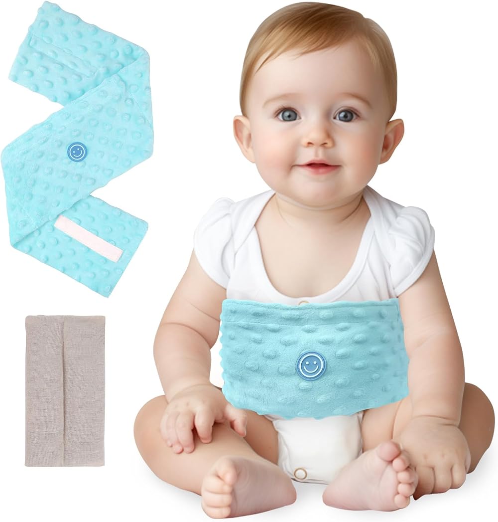 comfheat Colic Relief Baby Belt, Flaxseed Heated Tummy Wrap 0-3Y Blue