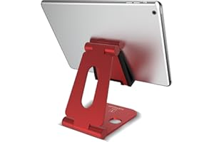 Lamicall Adjustable Phone Tablet Stand, Playstand for Switch, Foldable Desk Holder, Compatible with iPad Mini, 9.7'' iPad Pro Air, Phone 12 Mini 11 Pro Xs Xs Max Xr X 8 7 6 6s Plus SE (4-10'') - Red