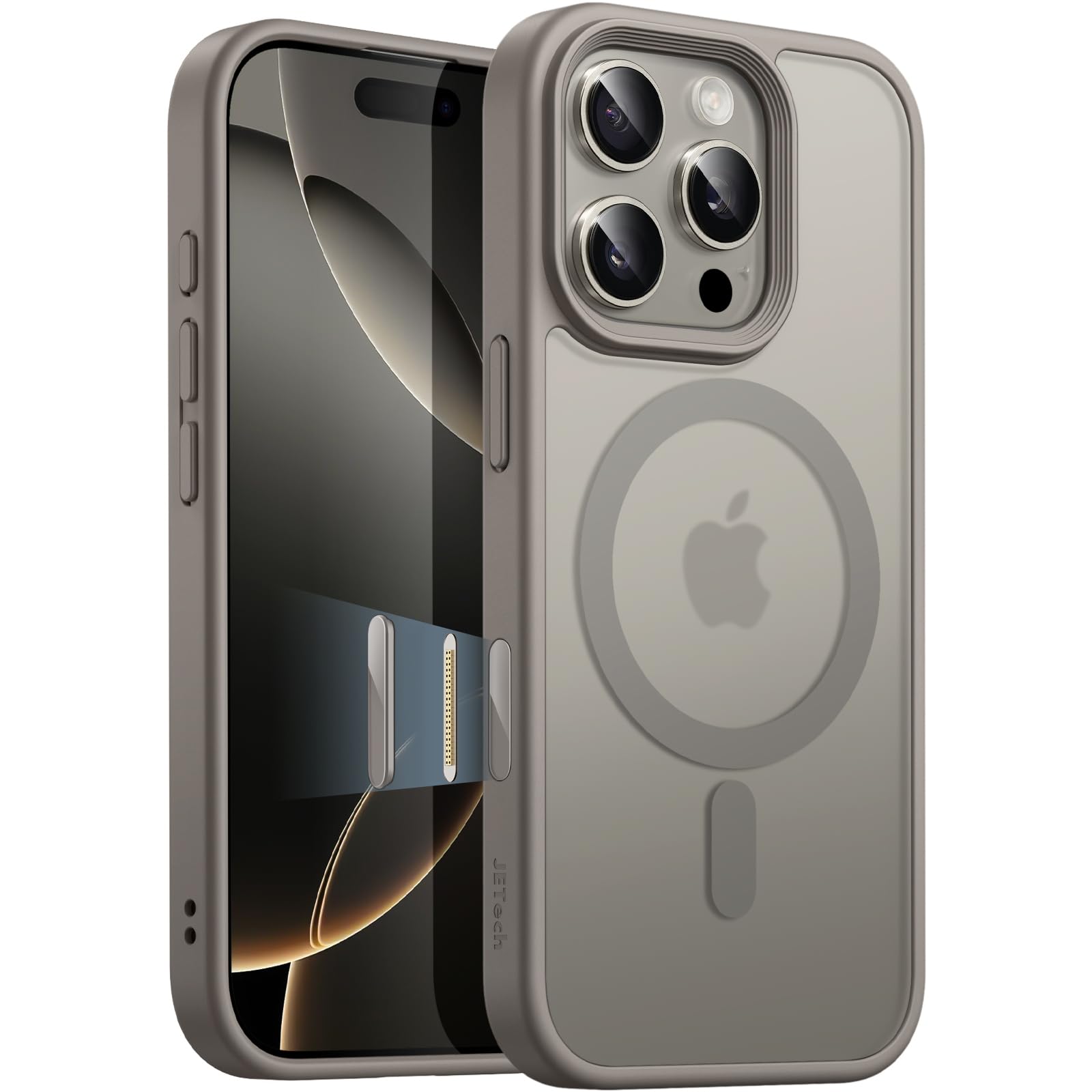 JETech Magnetic Case for iPhone 16 Pro Max 6.9-Inch with Camera Control Capture Button, Compatible with MagSafe, Translucent Matte Back Slim Shockproof Phone Cover (Natural Titanium)