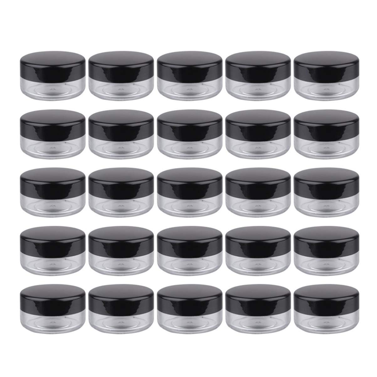 Milisten 25pcs Mini Cream Bottles Makeup Storage Case Portable Black Cosmetic Jars for Travel Design for Cream and Storage