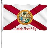 Florida State Flag 3x5 Double Sided Outdoor Heavy Duty 3 Ply with Durable Canvas Header and ​2 Brass Grommets Vivid Colors FL Flags