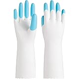 PACIFIC PPE Reusable Household Gloves, PVC Dishwashing Gloves, Unlined, Long Sleeves, Kitchen Cleaning, Blue, Large