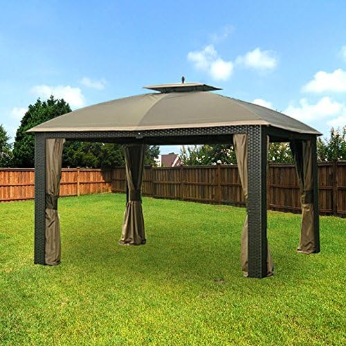 Riviera Wicker Gazebo Replacement Canopy Top Cover and Netting Set - RipLock 350