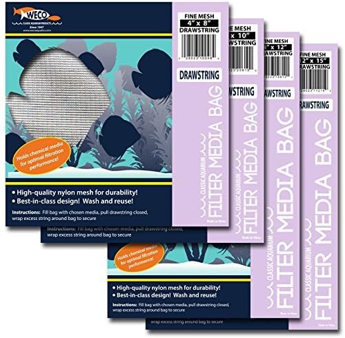 WECOClassic Filter Media Bags Fine Mesh Drawstring, 4" X 8"