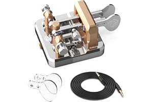 PUTIKEEG CW Key Morse Code Key Morse Telegraph Key Morse Code Key Aluminum Alloy CW Morse Code Key Square-Shaped Base Red (Silver)