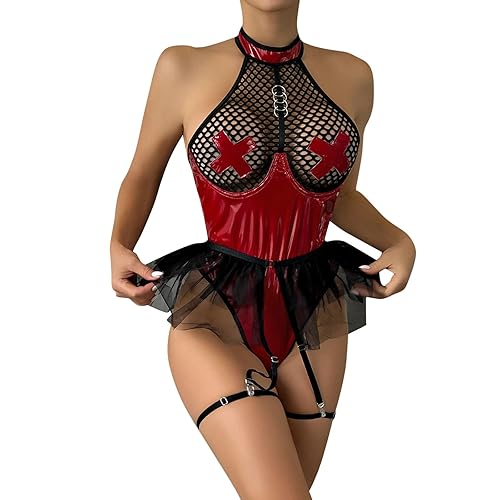 Lingerie for Women, Sexy Lingerie for Women Plus Tight PVC Leather Zipper  Mesh See Through Teddy Babydoll Bodysuit in Kenya | Whizz Baby Dolls