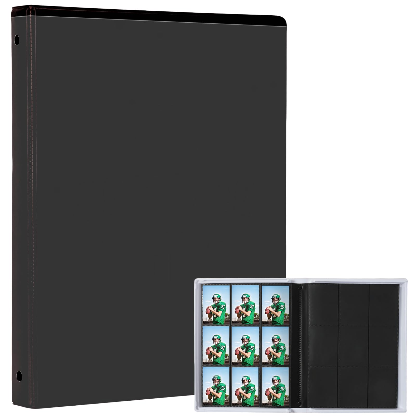 Photo 1 of 1 Black 9-Pocket Card Album - 20-Page Organizer Holds 360 Cards, Side Loading Design, Card Binder for Trading Cards, Sports Cards, Baseball Card, Portable Collector Album with Easy Snap Closure