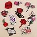C-Pioneer 11pcs Flower Roses Embroidered Repair Patches Iron On Cloth Paste DIY Applique Craft Kids Clothing Hat Bag Decor