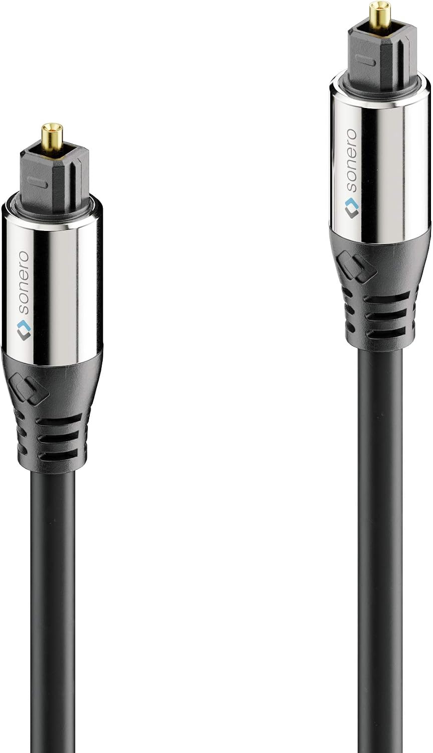 Sonero Premium Optical Toslink Cable 10.0 m Gold-Plated Contacts Black S-OC100-100, Black, gold-plated - Image 3