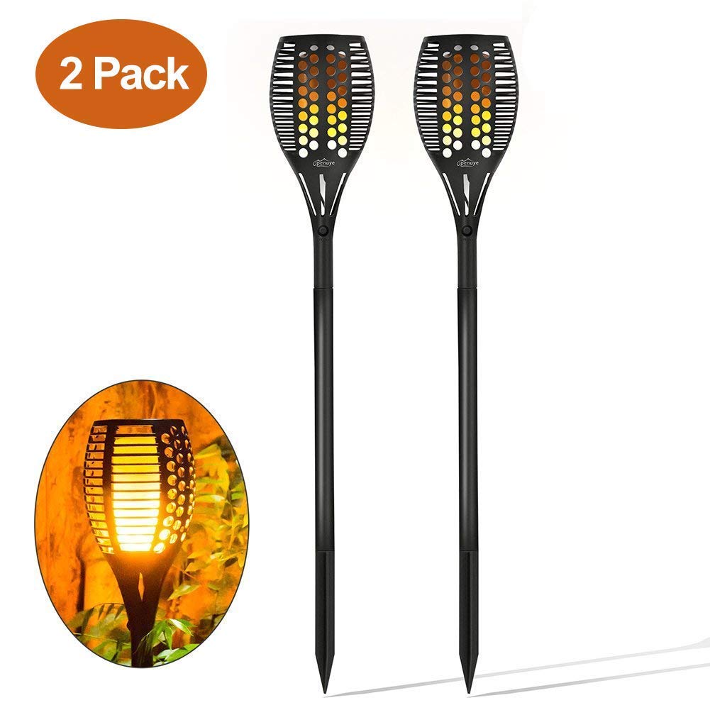 Openuye 2 Stück Solar Gartenleuchte Solar Garten Beleuchtung Garten Licht, Solarlampe mit IP65 wasserdicht und realistischen Flammen