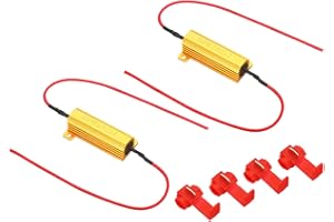 PATIKIL 50W 10 Ohm Aluminum Shell Resistor, 2 Pack Aluminum Housing Resistor Housed Case Wirewound Resistors Screw Tap Power 