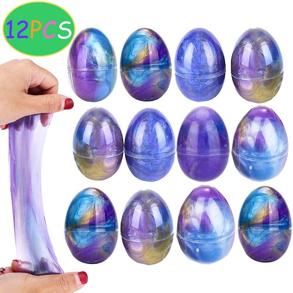 12 Packs Slime Eggs Galaxy Slime kit,slime kit for girls Boys adults, Stress Relief, Non-Sticky,Super Soft,Easter Basket Stuffers Fillers Gifts,Slime Party Decorations Relief Toy Slime Balls