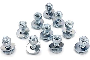 (10 pc)1/4-20 x 1-1/4" Long Square-Neck Carriage Bolts Set w/Nuts & Washers,Zinc-plated,Carbon steel Grade 2,by Fullerkreg