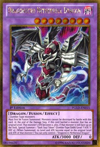 Yu-Gi-Oh! - Dragonecro Nethersoul Dragon (PGLD-EN015) - Premium Gold - 1st Edition - Gold Secret Rare