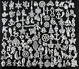 100pcs Mix Style Antique Silver Alloy Tree Owl wolf Angel Animal Christmas Charms Pendant DIY Supplies, Jewelry Making 5-30mm
