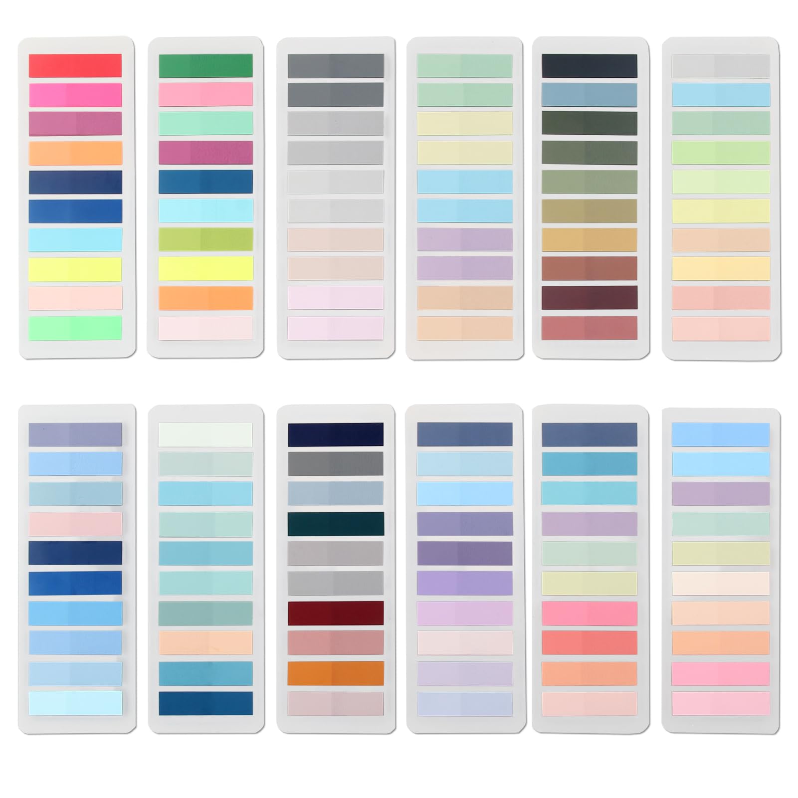 Newplenty Self-Stick Note, 2400 Count, Transparent, Waterproof, Multicolor, 1.73 x 0.43 inches