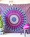 Folkulture Peacock Parade Bohemian Tapestry Hippie Wall Hanging, Indian Mandala Bedspread for Bedroom, Blue Bedding Blanket or College Dorm Room Art Décor, Queen Size Cotton Pink Purple Boho Spread