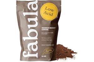 Fabula Low Acid Coffee, USDA Organic Ground Coffee Medium Roast - Non GMO - No Molds - Mycotoxins Pesticides Free - Single Origin Coffee - 12 oz