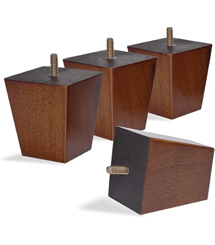ComfortStyle 3" Square Tapered Furniture Legs – Set Of 4, Dark Espresso Finish, Eco-Friendly Hardwood