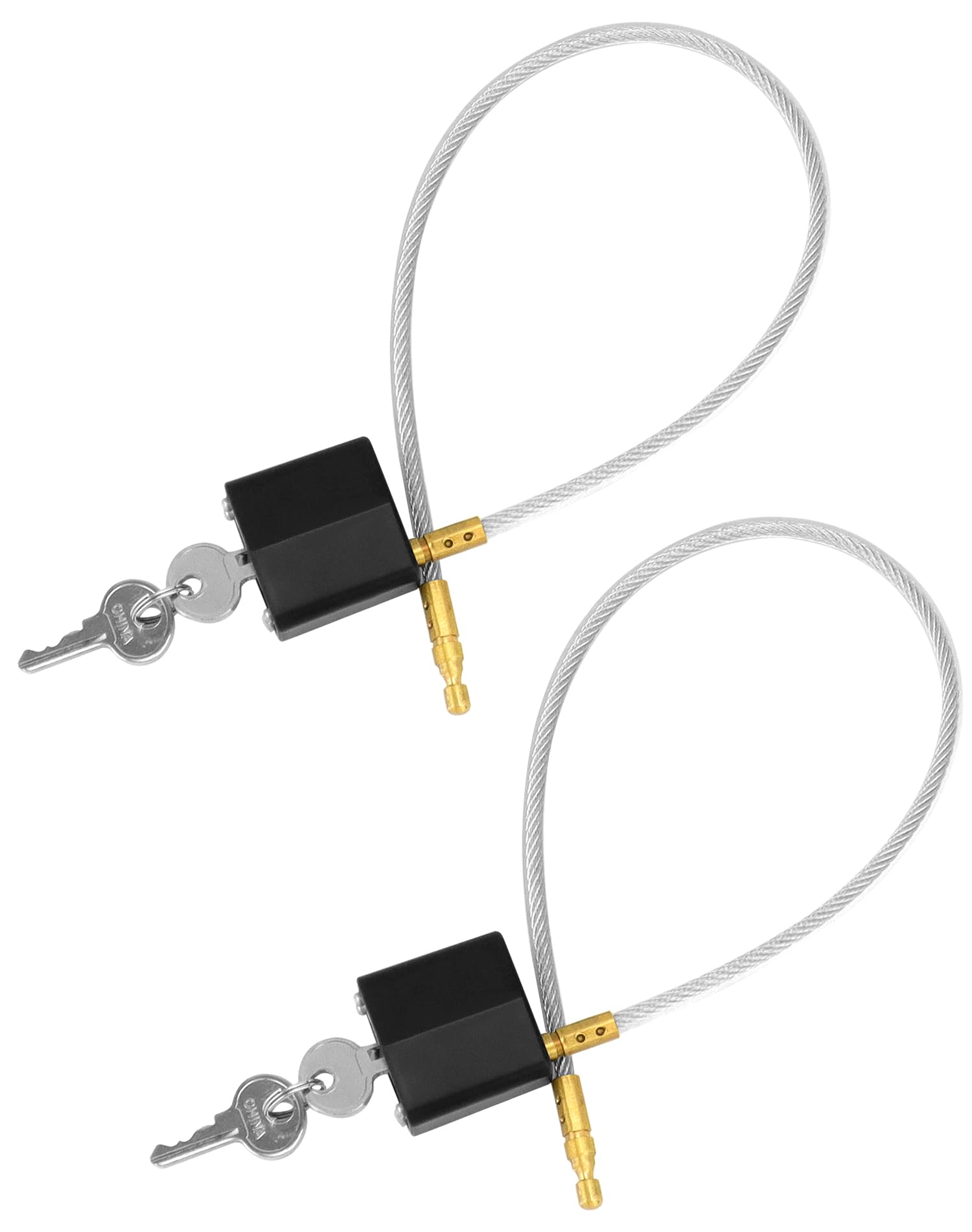 QWORK Motorcycle Helmet Lock, 2 Pack Keyed Alike Key Lock & Cable Universal Motorcycle Bike Helmet Luggage Security