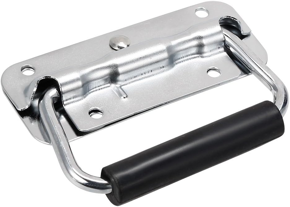 sourcing map 100x40mm Iron Spray-Paint Toolbox Case Ring Pull Handle Silver Tone, 100mmx40mm