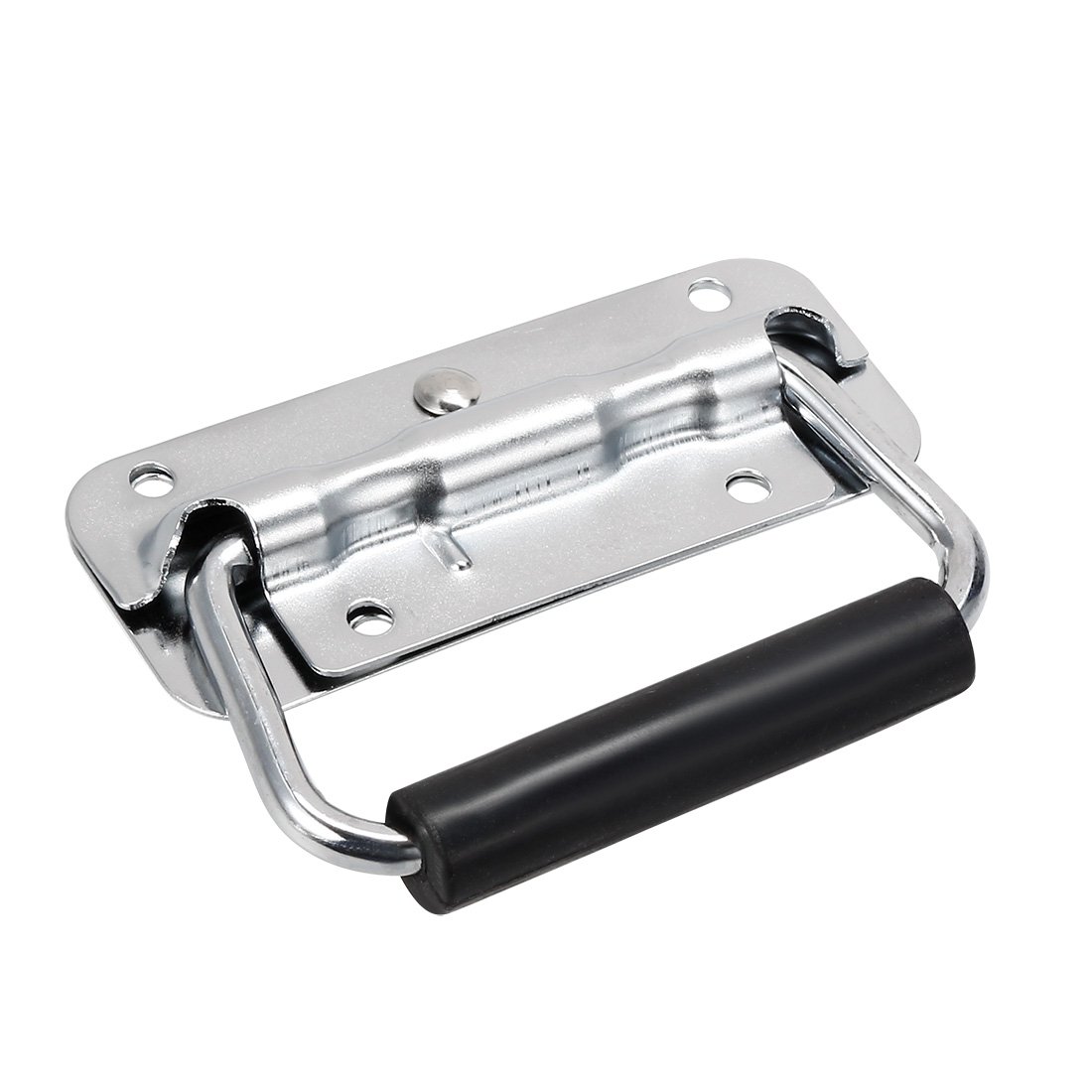 sourcing map 100x40mm Iron Spray-Paint Toolbox Case Ring Pull Handle Silver Tone