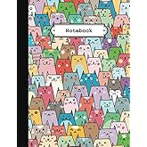 Notebook: Cute Colorful Cats College Ruled Lined Pages (Composition Book, Journal) (8.5 x 11 Large)