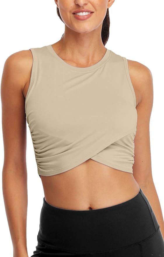 Sanutch Crop Workout Tops for Women Cropped Shirts Dance Tops for Women