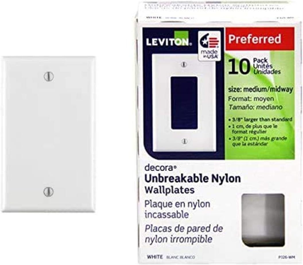 Leviton 80714-W 1-Gang No Device Blank Wallplate, Standard Size, Thermoplastic Nylon, Box Mount, White: Outlet Plates: Industrial & Scientific