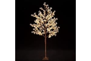 Tybeeu 5ft Lighted Baby's Breath Tree with Warm White LED Lights for Holiday Decor - Dimmable, UL Certified, Waterproof - Ideal for Indoor and Outdoor Decoration