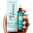 Gya Labs Breathe Essential Oil Roll on - 100% Pure Natural Cooling Peppermint, Eucalyptus & Tea Tree Blend, Aromatherapy Oil Roller, Travel Size (0.34 Fl Oz)