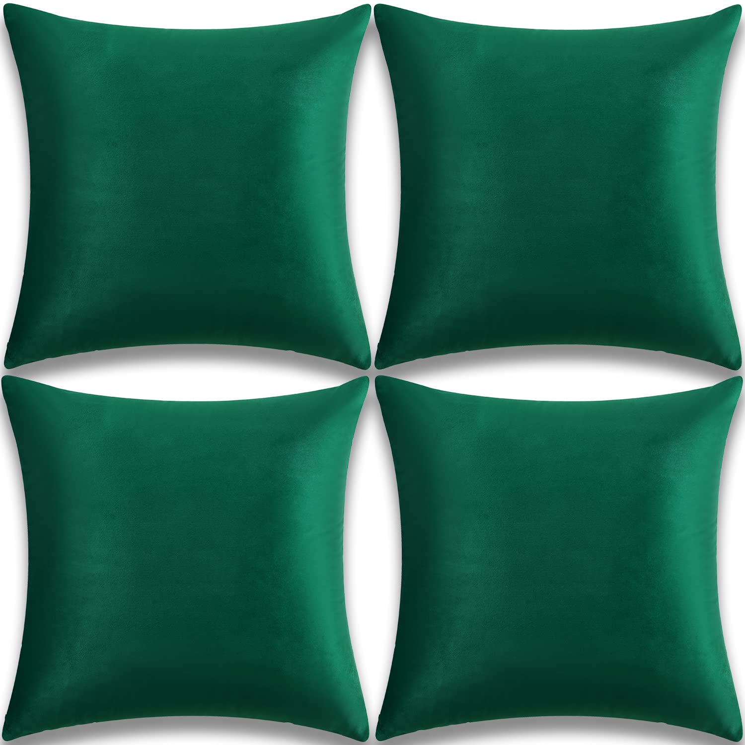 Yonous Cushion Covers, Soft Premium Velvet Decorative Throw Pillow for Sofa Bed Couch Chair, Set of 4, Green, 18 x 18 inch / 45 x 45 cm — image 1