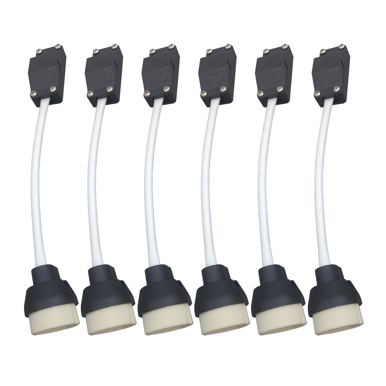 JaneYi (6 Pack) GU10 Lamp Holder Ceramic Base and Terminal Block/Bridge with Cable and Insulation Sleeve - Bulb Socket Connector Adaptor for LED and Halogen